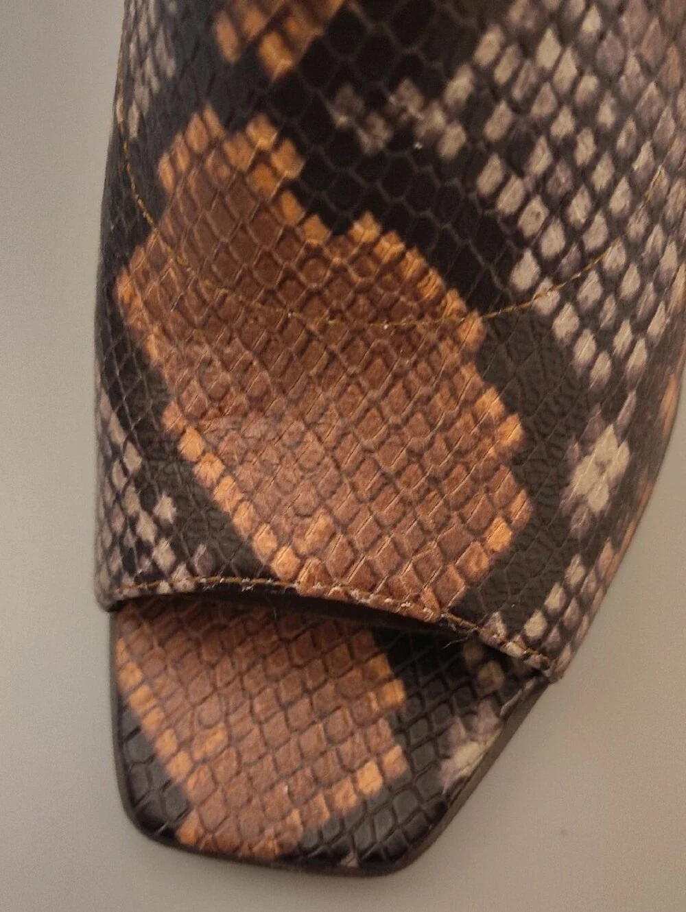 Vince Camuto Brown Snake-Print Peep-Toe Ankle Bootie